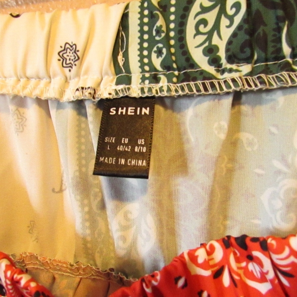 SHEIN Multicolor Patchwork Lightweight Silky feel Pants - Picture 2 of 4